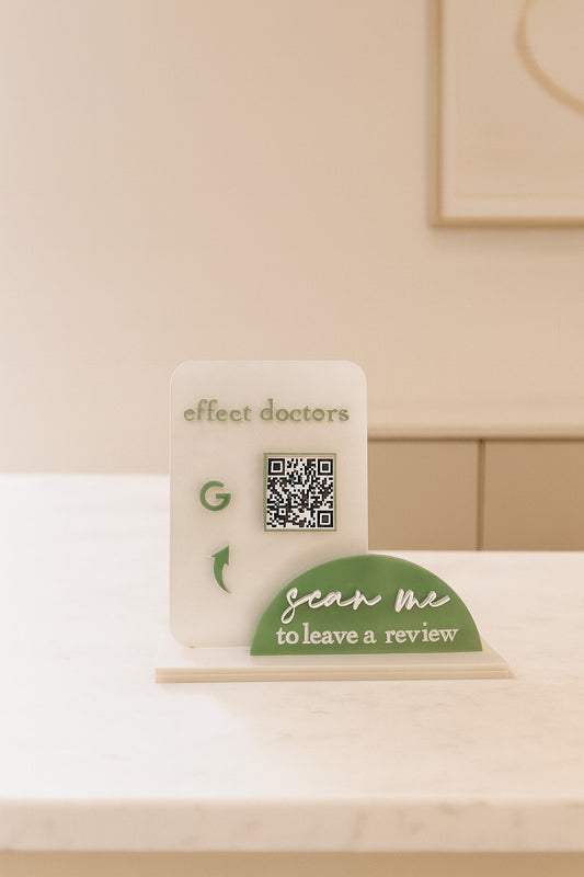 Business sign with QR code