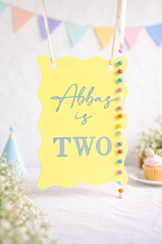 Swirly children's birthday sign
