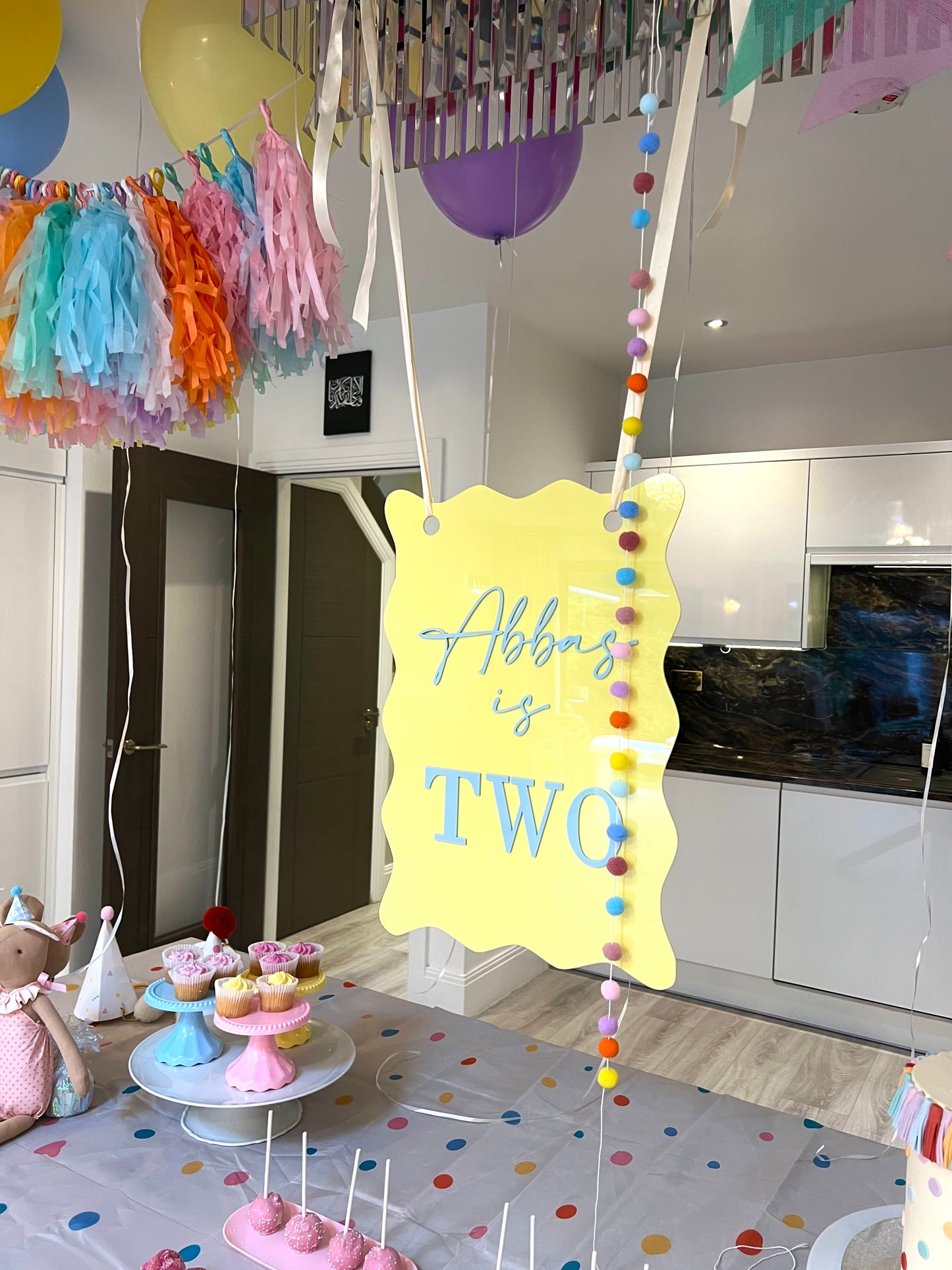 Swirly children's birthday sign