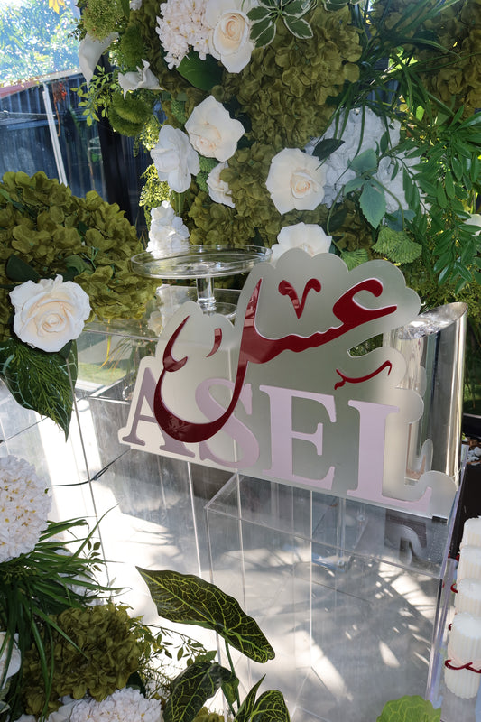 Frosted name sign